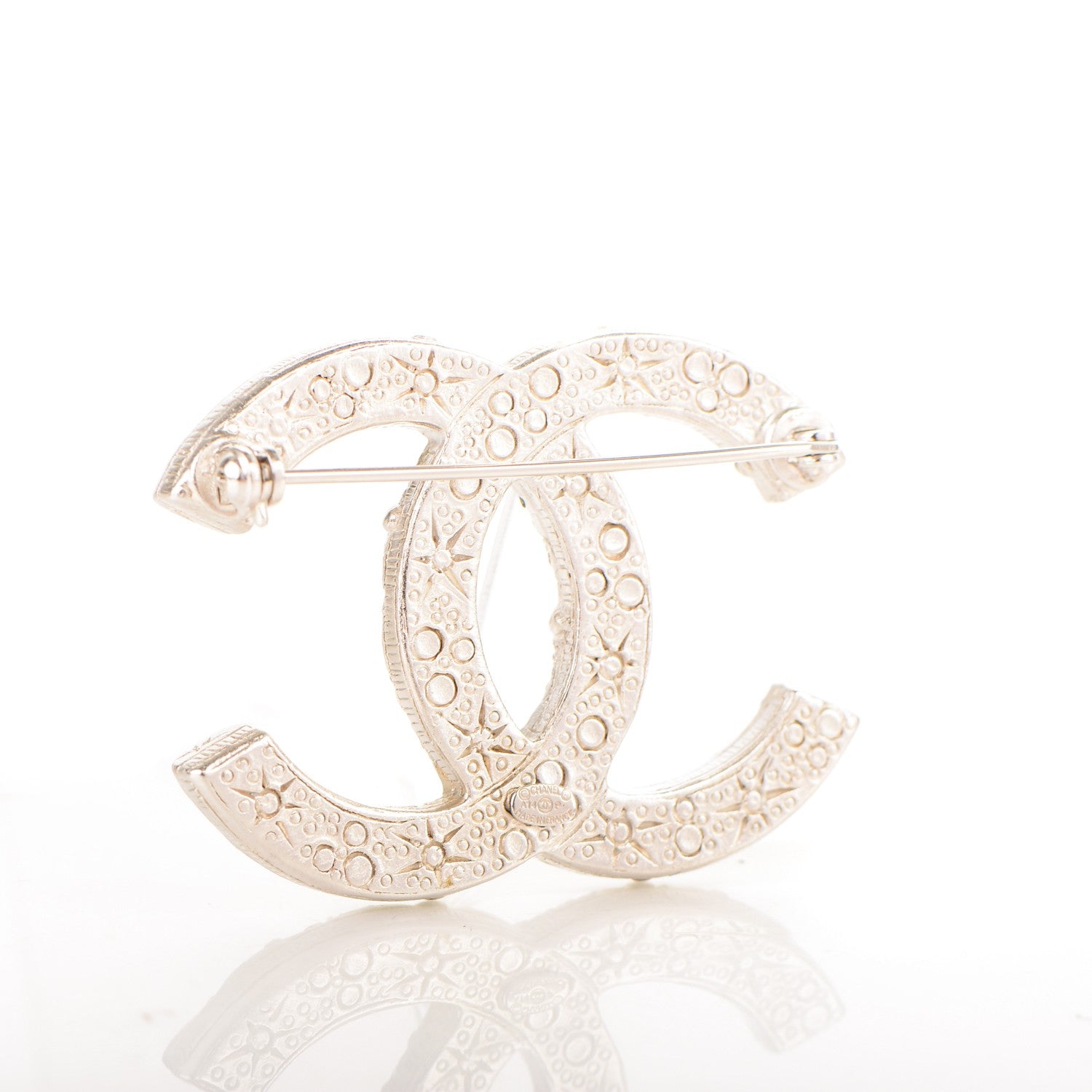 Chanel Crystal CC Brooch Silver 3 of 4