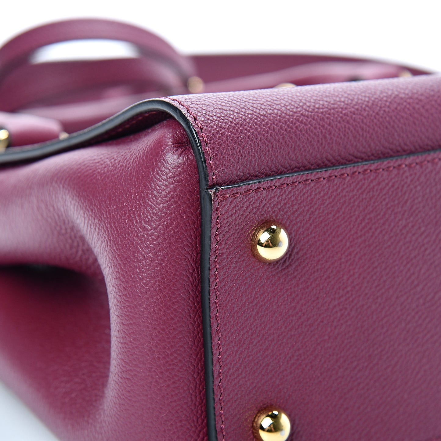Soft Grain Calfskin Small Buckle Tote Dark Plum