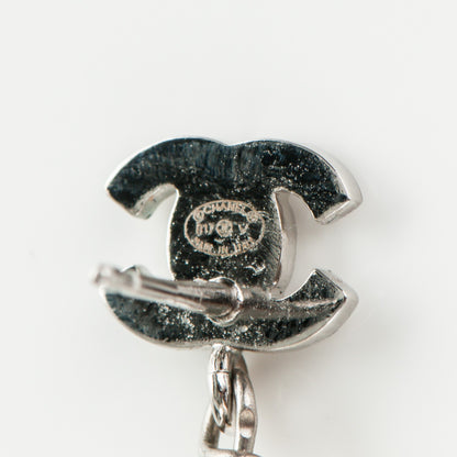 Chanel Crystal Pearl CC Drop Earrings Silver 4 of 4