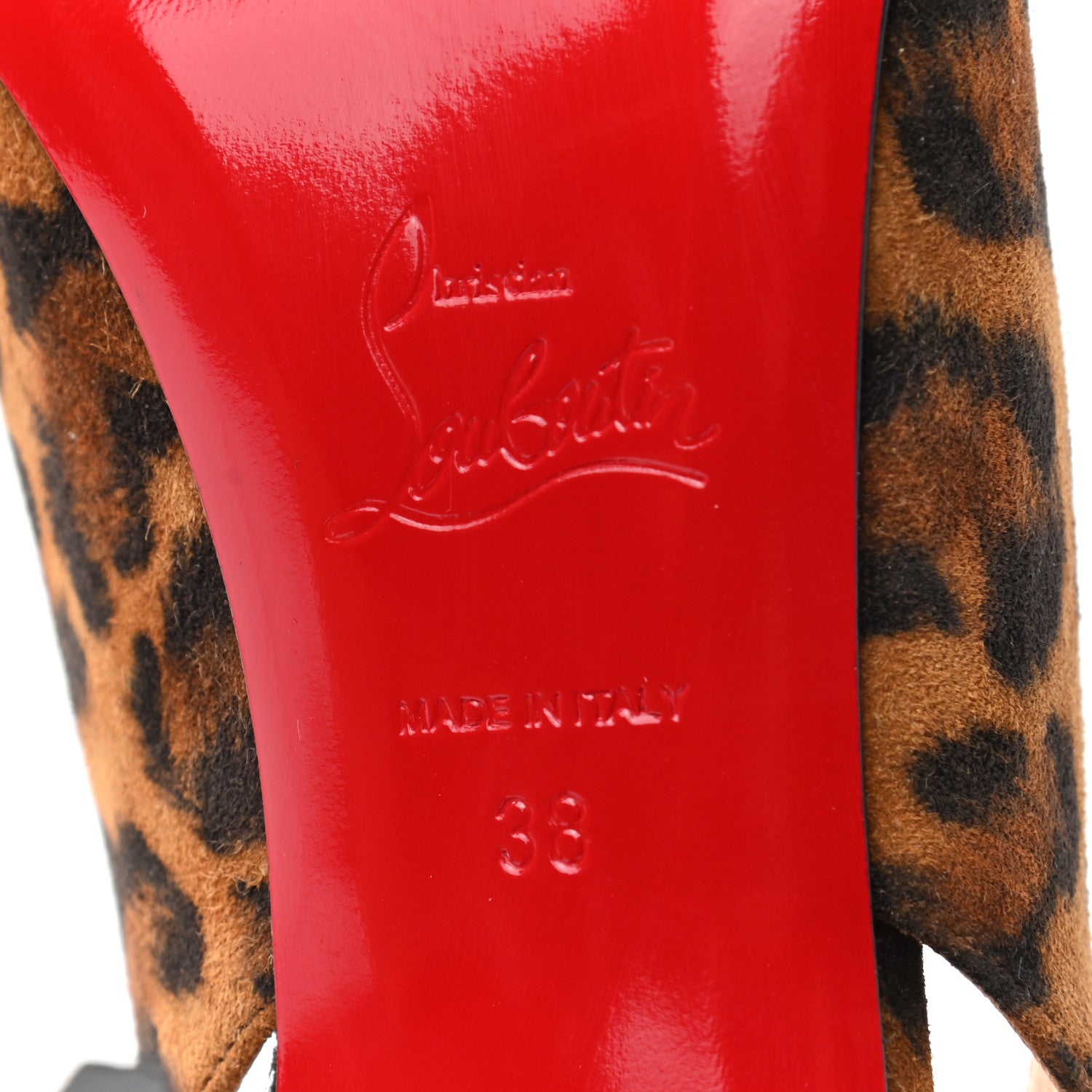 Christian Louboutin Veau Velours Leopard Clare Sling 80 Pumps 38 Caramel 6 of 8