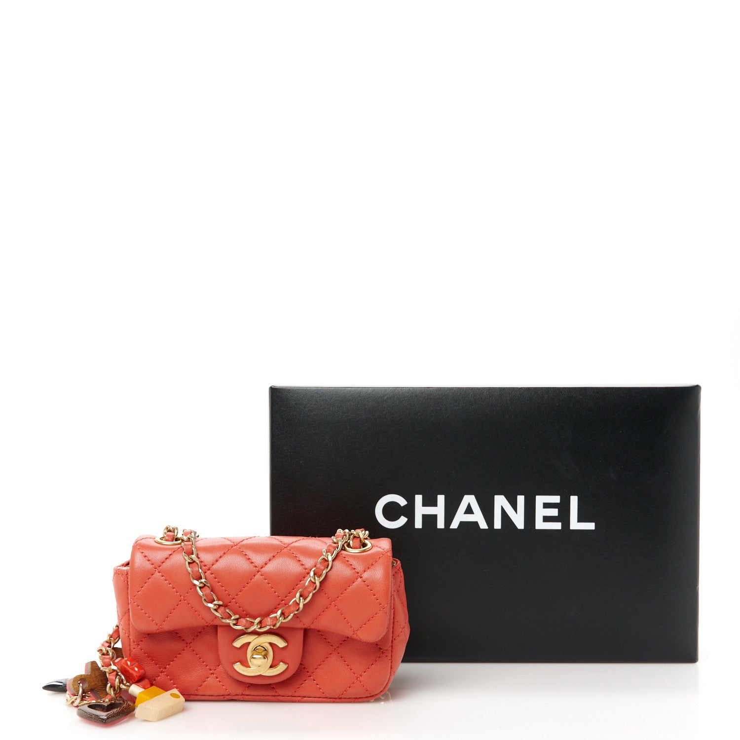 Chanel Lambskin Quilted Extra Mini Cruise Charm Flap Coral 12 of 12