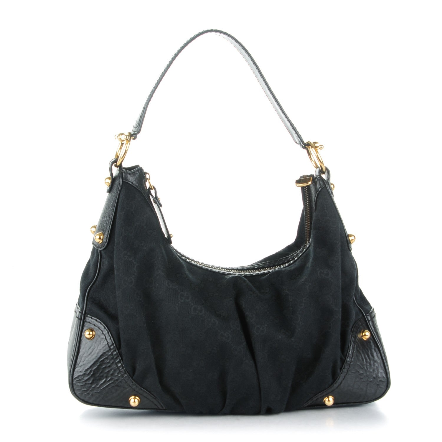 Gucci Monogram Medium Jockey Hobo Black 1 of 7