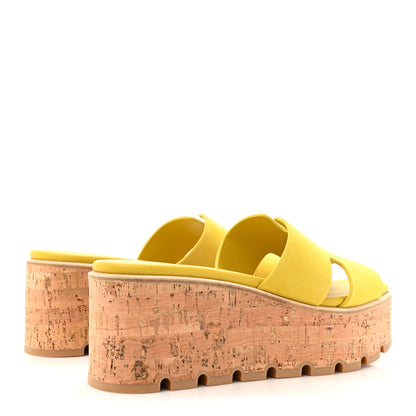 Hermes Suede Goatskin Cork Eze 30 Sandals 39 Jaune Citron 5 of 9