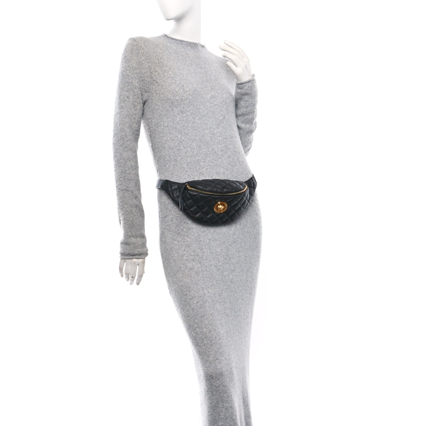 Nappa Quilted Medusa Belt Bag Black