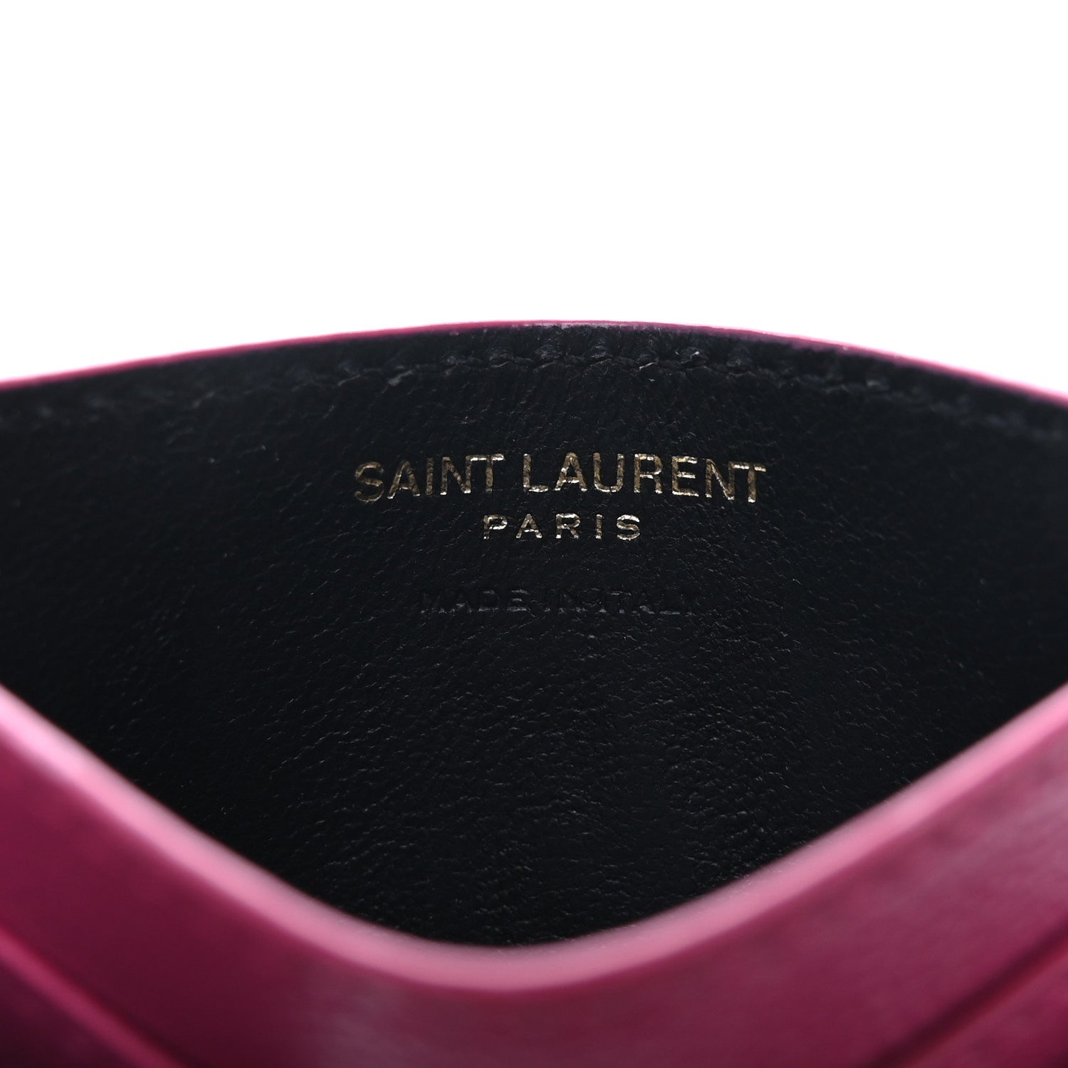 Saint Laurent Grain De Poudre Matelasse Chevron Monogram Credit Card Case Fuxia Couture 6 of 8