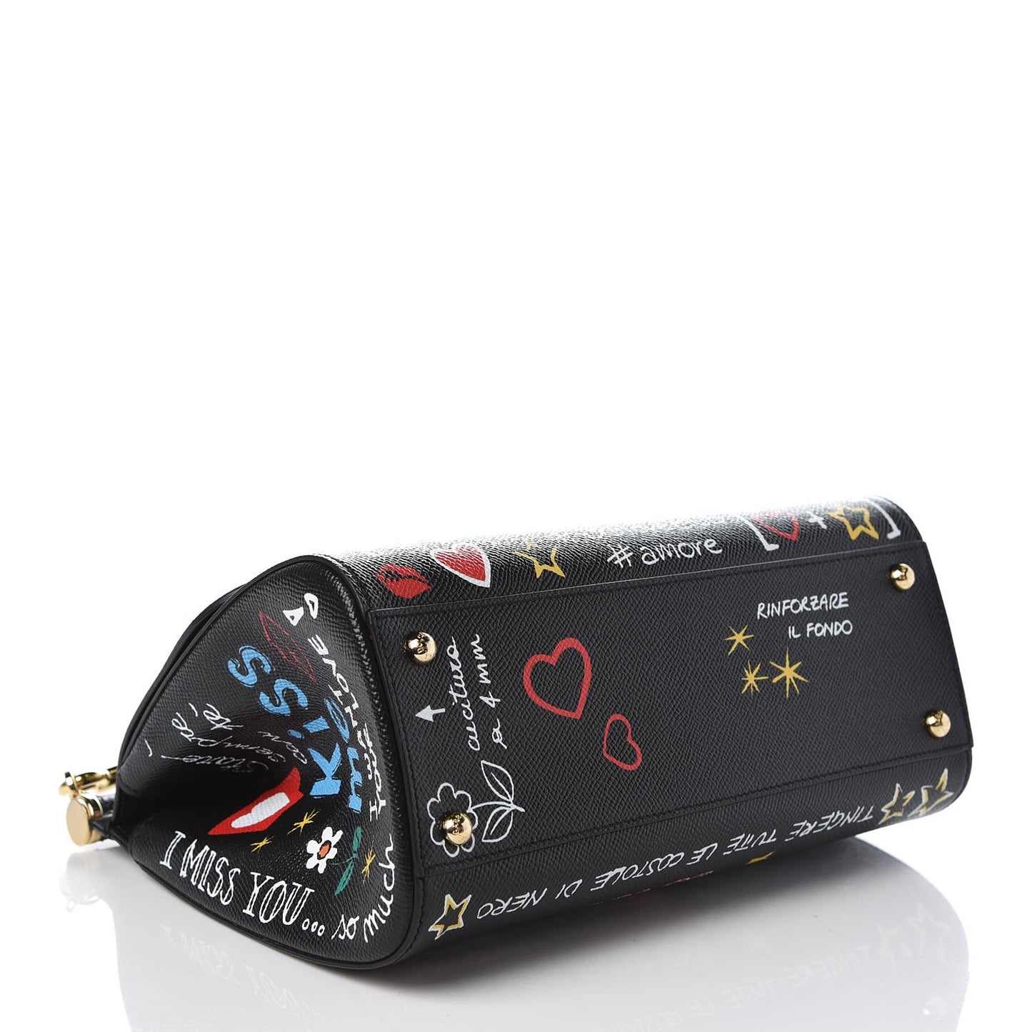 Dauphine Printed Medium Miss Sicily Satchel Black