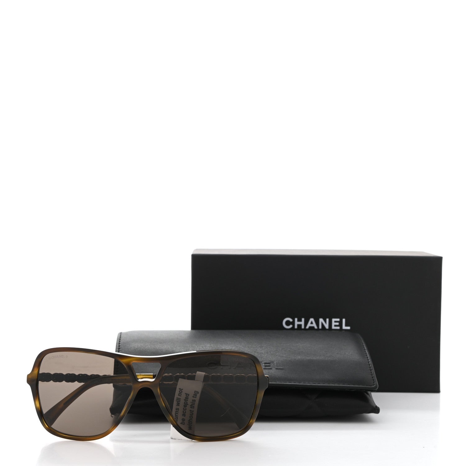 Chanel Metal Calfskin CC Chain Pilot Sunglasses 5439-Q Green Tortoise 8 of 8