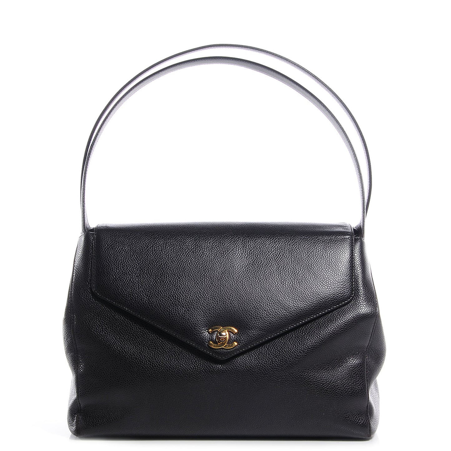 Caviar Flap Shoulder Bag Brown