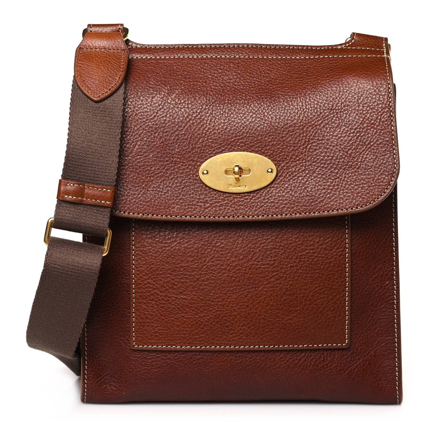 Mulberry Grain Calfskin New Antony Messenger Crossbody Oak 1 of 8