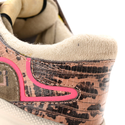Gucci Suede Calfskin Tejus Printed Womens Ultrapace Sneakers 37 Pink Silver Oatmeal Yolk 9 of 14