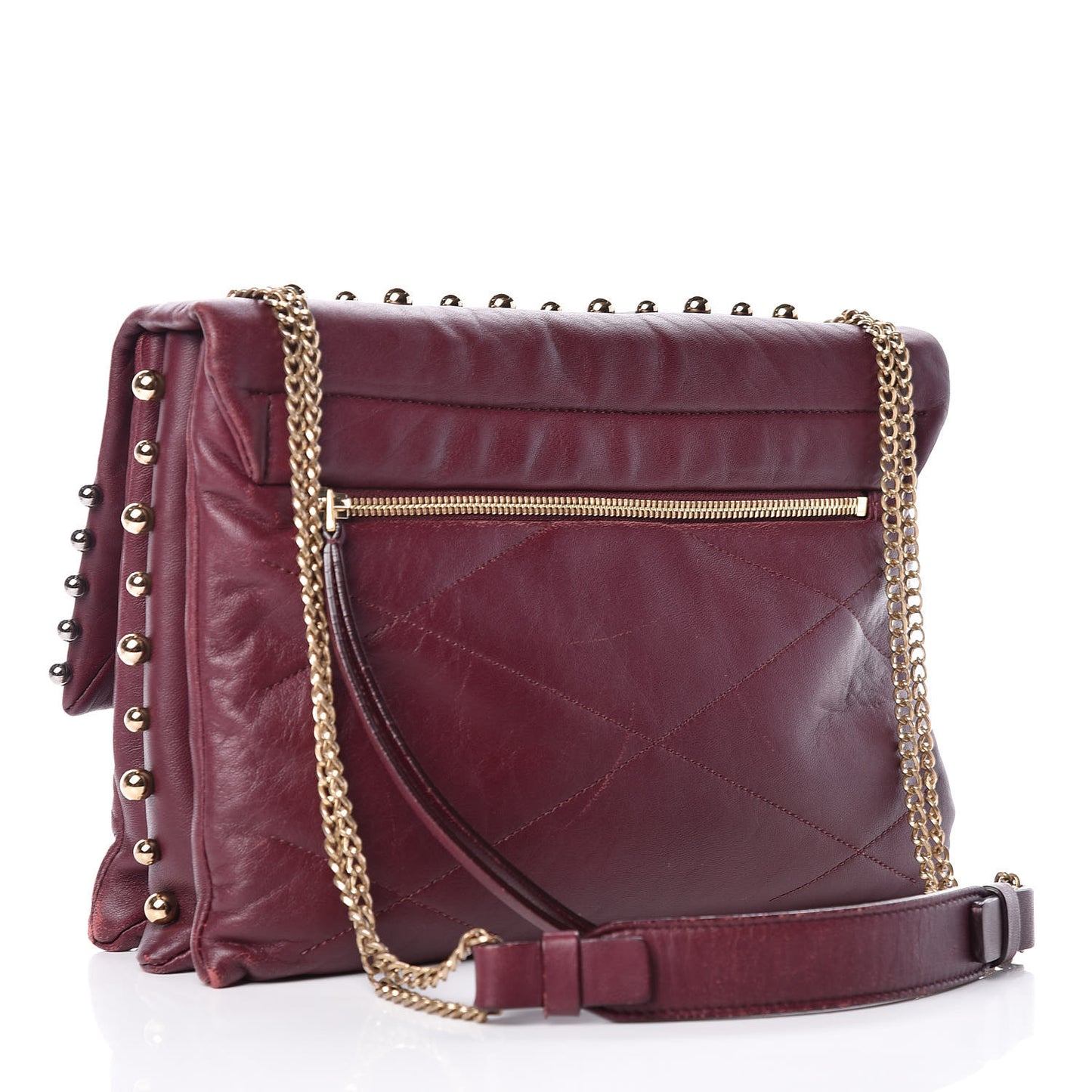 Lambskin Quilted Metal Pearl Medium Sugar Flap Shoulder Bag Purple
