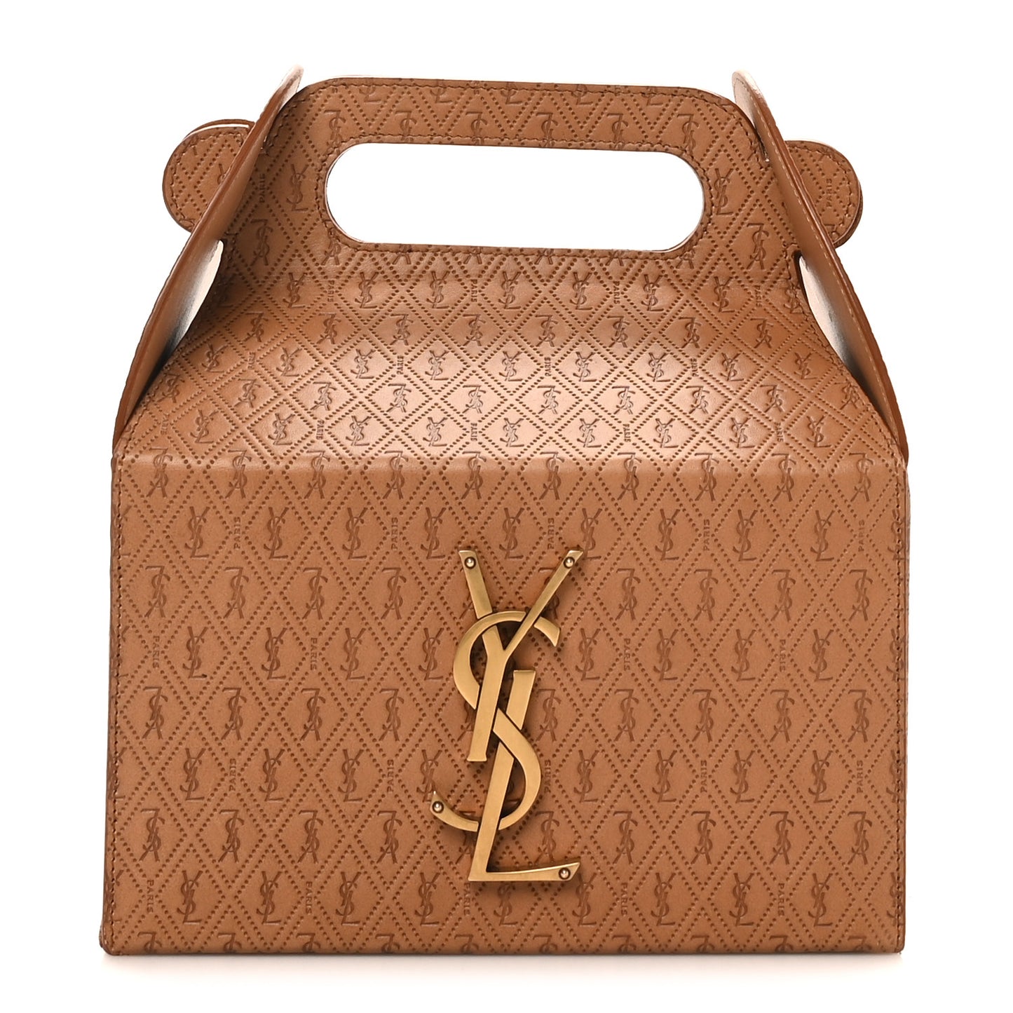 Calfskin Monogram Take Away Box Dusty Vintage Brown Gold