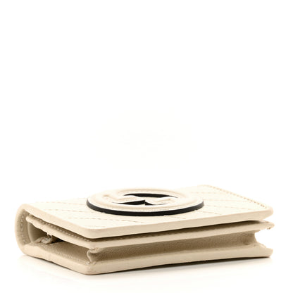 Gucci Sakai Be Green Calfskin Diagonal Stitched Blondie Card Case Wallet Mystic White 4 of 9
