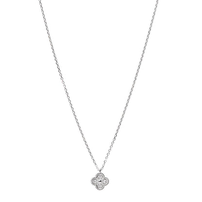 Van Cleef & Arpels 18K White Gold Diamond Sweet Alhambra Pendant Necklace 1 of 6
