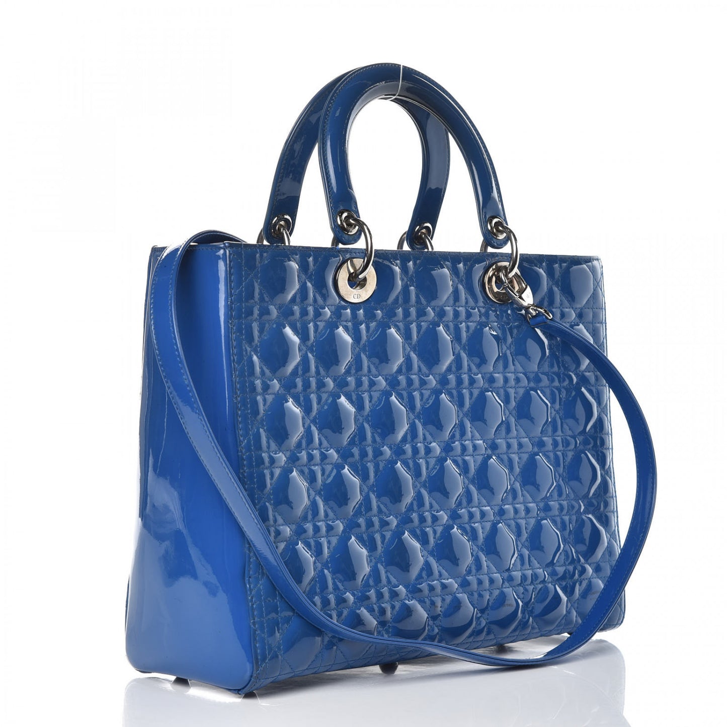 Patent Cannage Large Lady Dior Blue