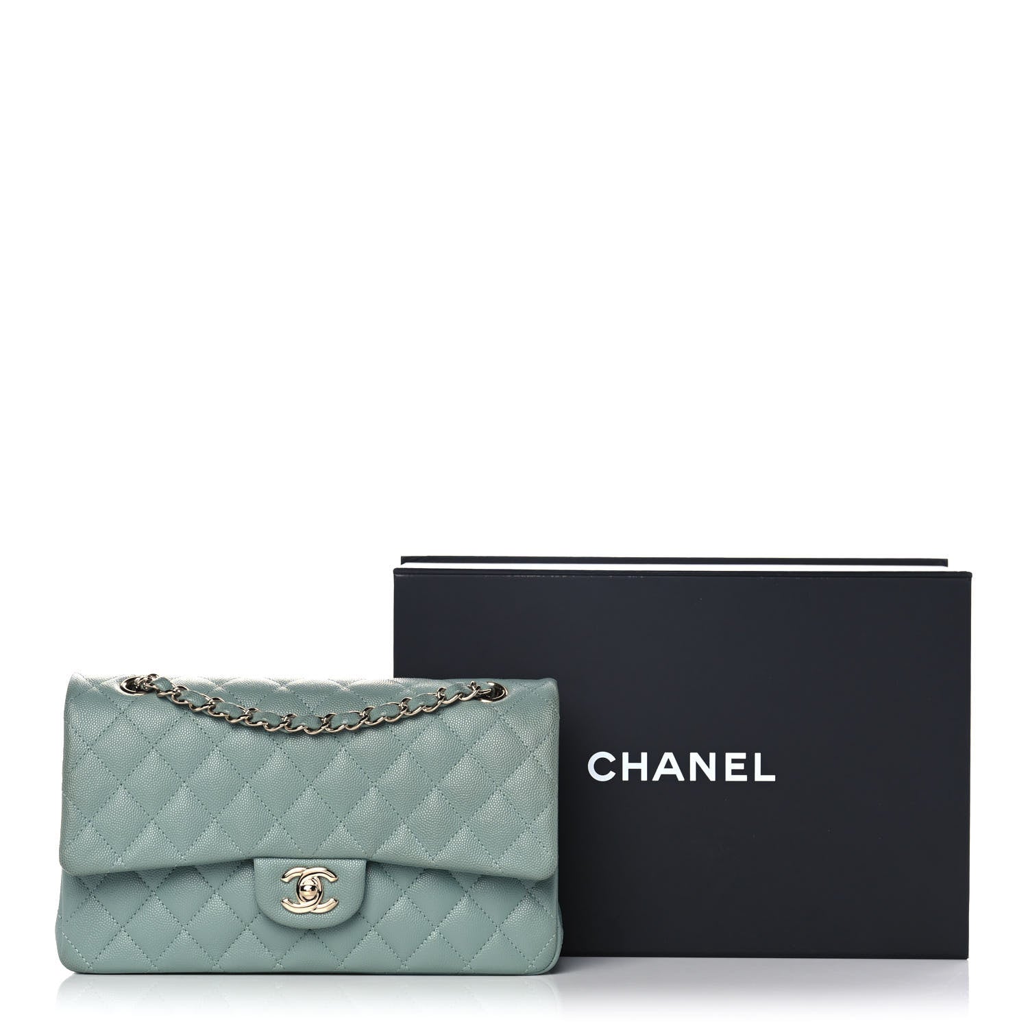 Chanel Caviar Quilted Medium Double Flap Green 15 of 15