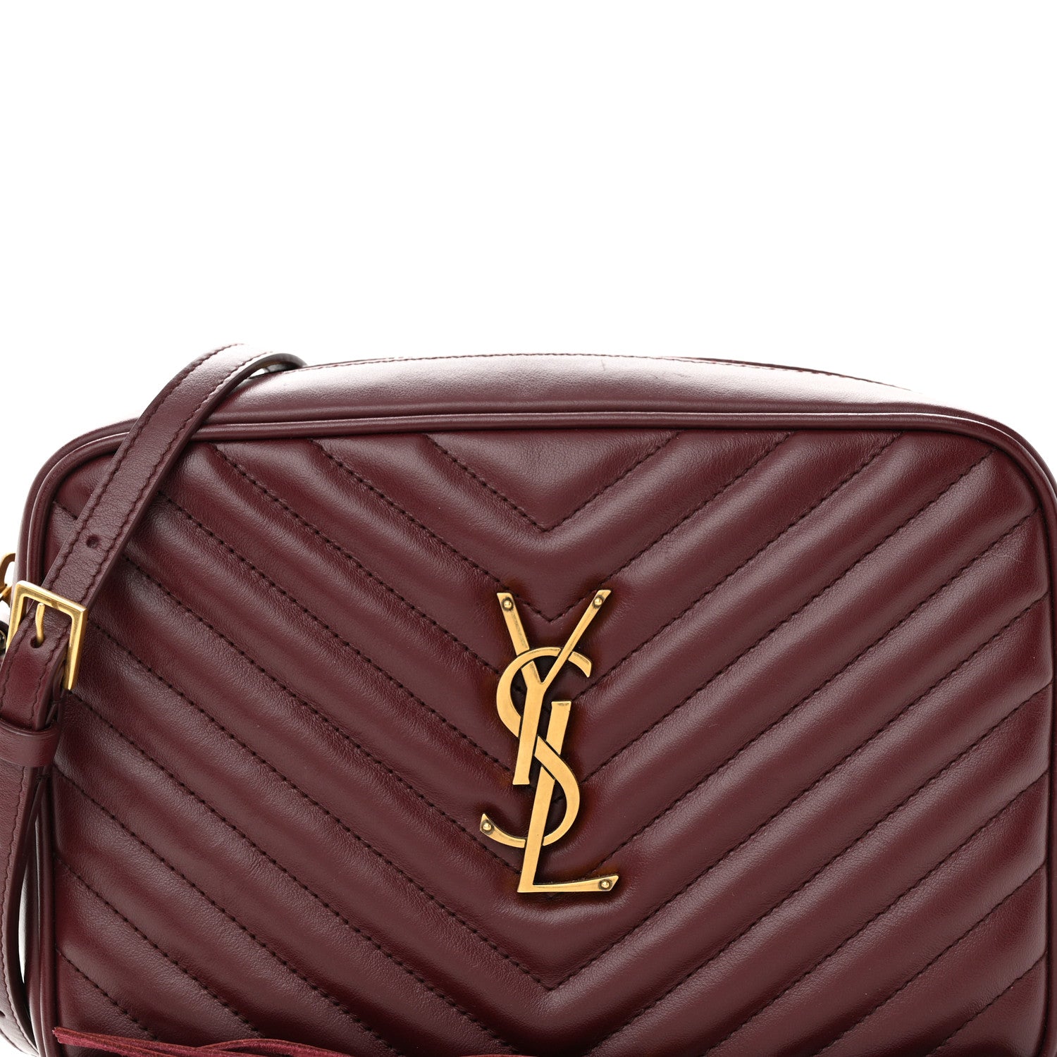 Saint Laurent Calfskin Matelasse Monogram Lou Camera Bag Dark Legion Red 8 of 10