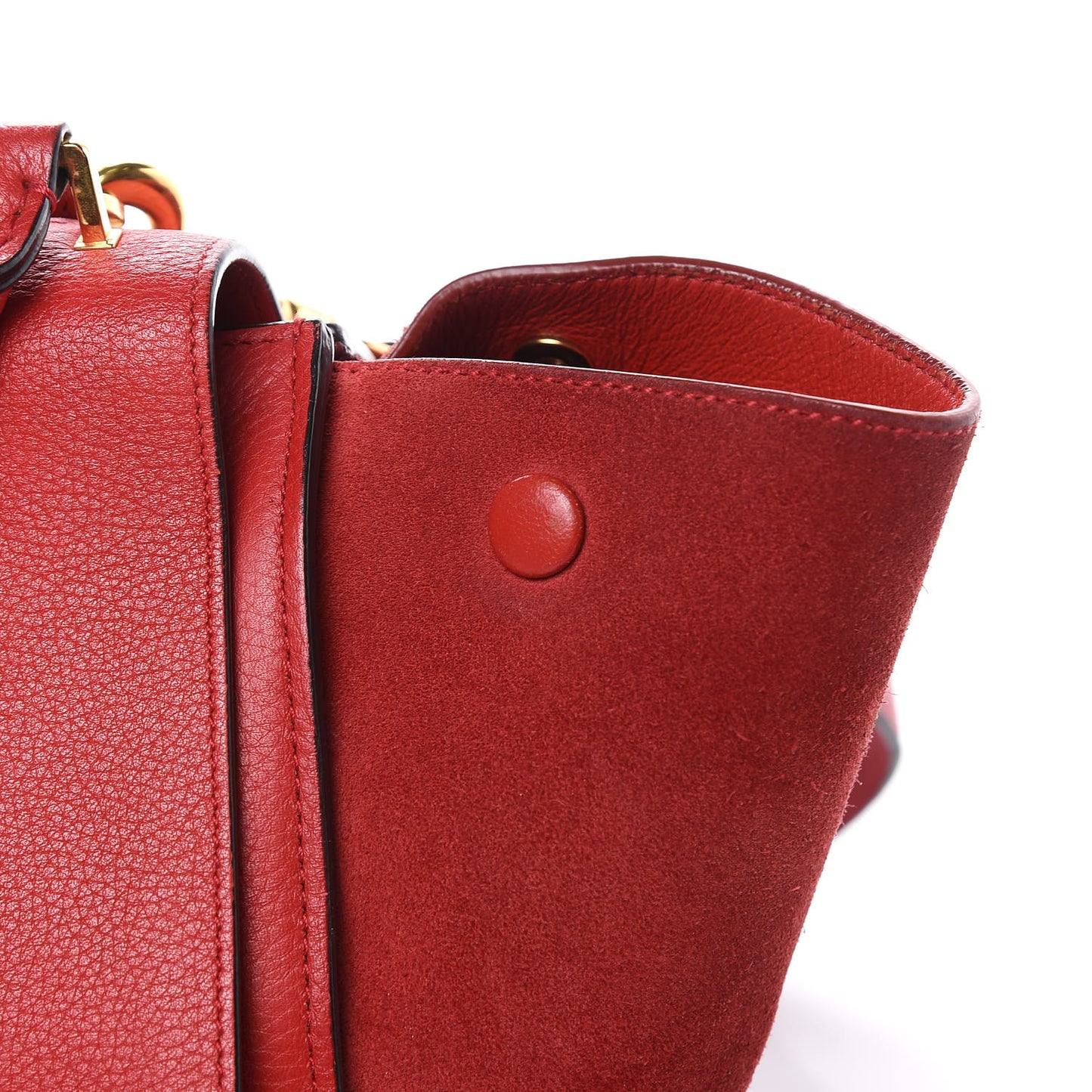 Drummed Calfskin Suede Small Trapeze Coquelicot