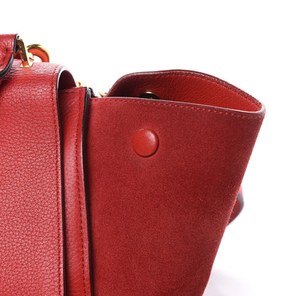 Celine Drummed Calfskin Suede Small Trapeze Coquelicot 11 of 17