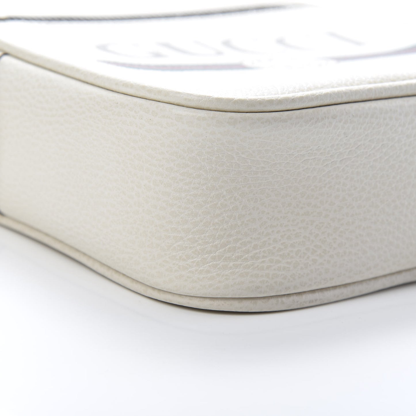 Grained Calfskin Logo Messenger Bag White