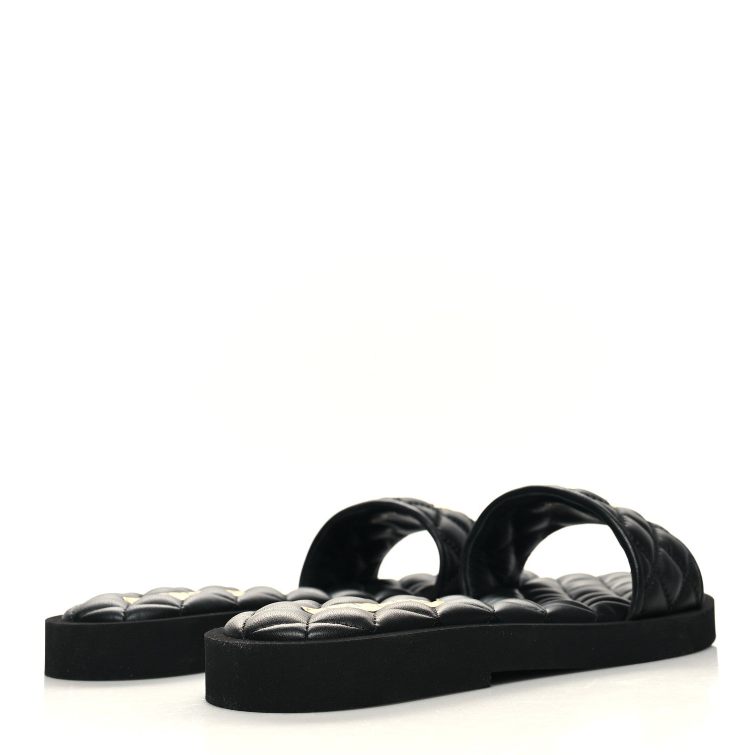 Chanel Lambskin Quilted Textured CC Mules Sandals 39 Black 4 of 9