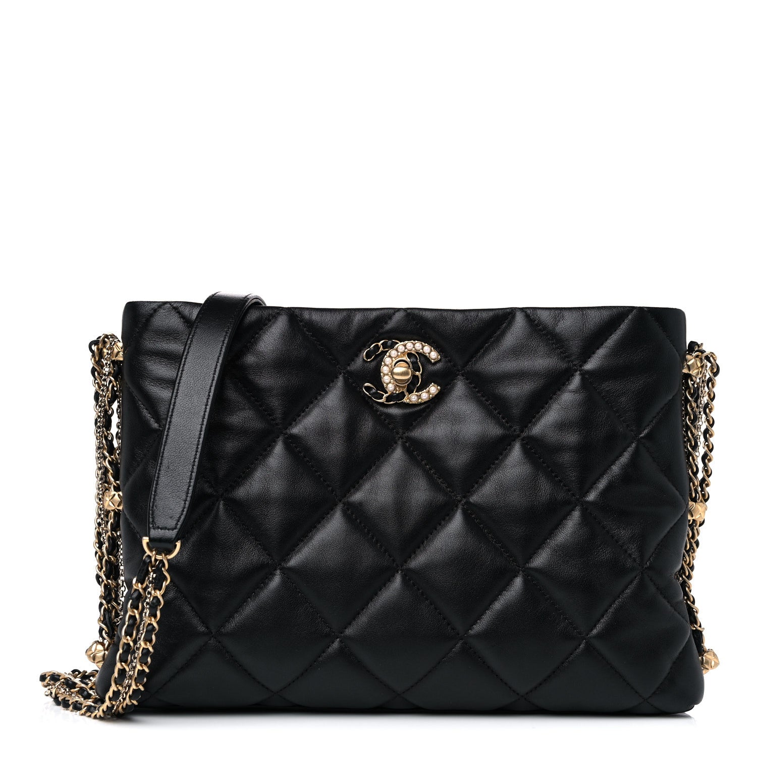Chanel Lambskin Quilted Crush on Chains Hobo Black 1 of 12