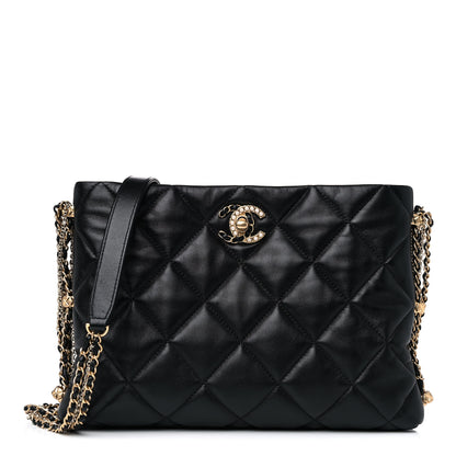 Chanel Lambskin Quilted Crush on Chains Hobo Black 1 of 12