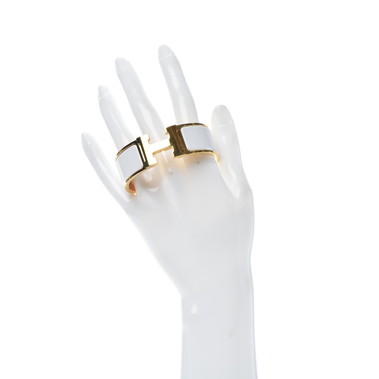 Enamel Wide Clic Clac H Bracelet PM White