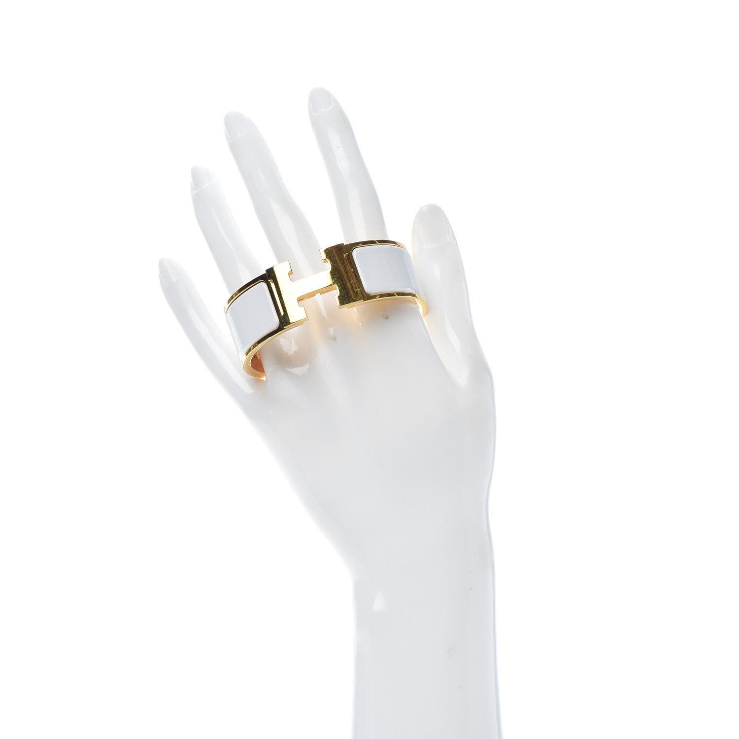 Hermes Enamel Wide Clic Clac H Bracelet PM White 2 of 4