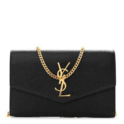 Saint Laurent Grain de Poudre Uptown Chain Wallet Black 1 of 11