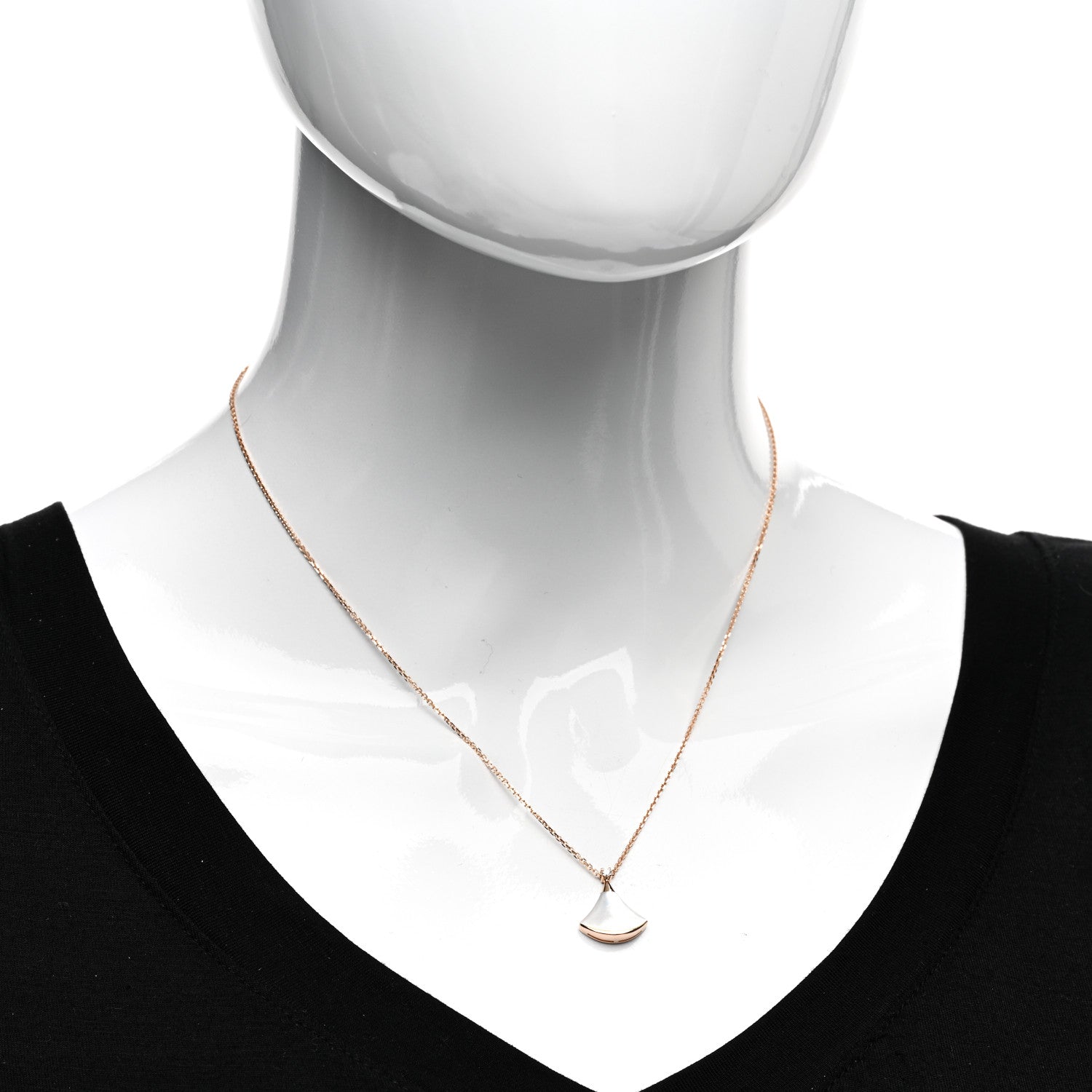 Bulgari 18K Rose Gold Diamond Mother of Pearl Small Divas' Dream Pendant Necklace 2 of 4
