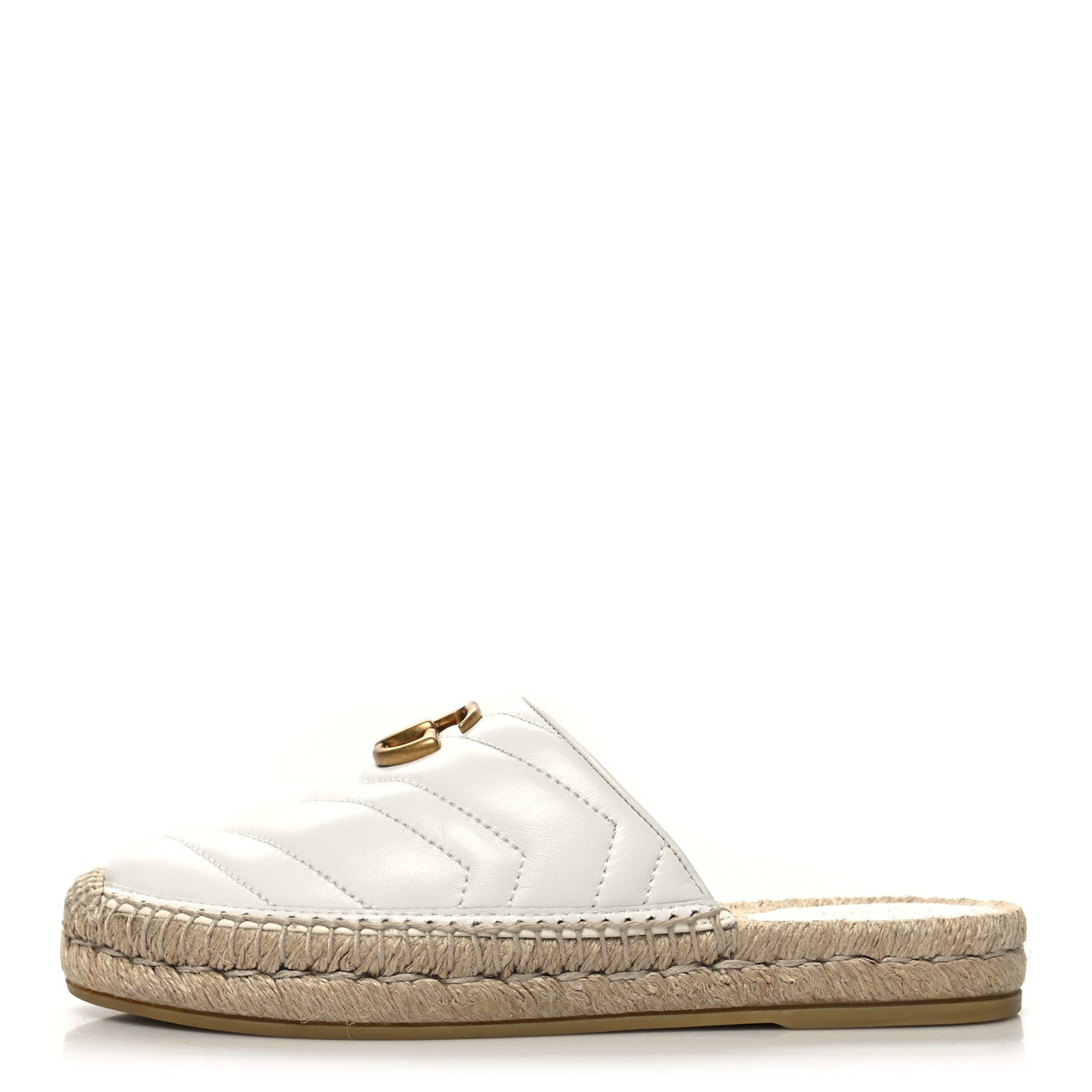 Nappa Matelasse GG Marmont Espadrille Slippers 36 Great White