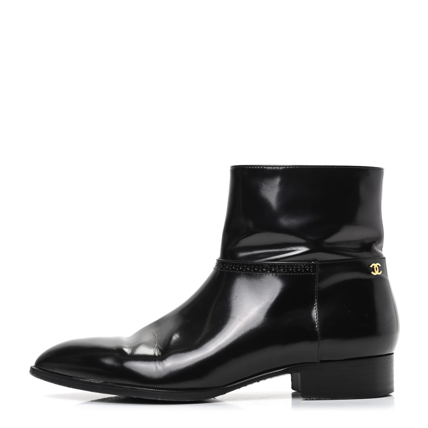 Chanel Patent Short Ankle Boots 38.5 Black 1 of 12