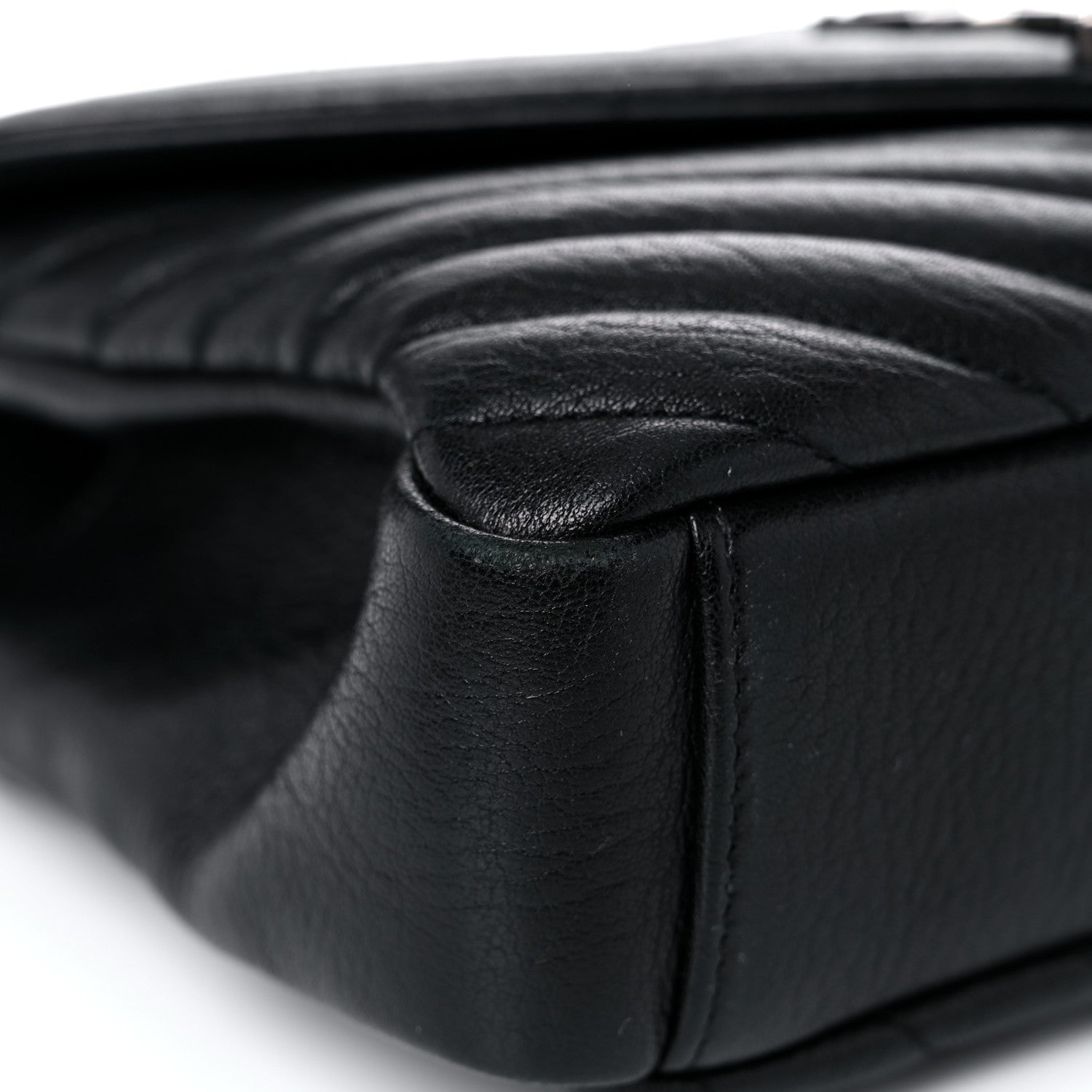 Saint Laurent Sheepskin Matelasse Chevron Monogram Medium College Bag Black 9 of 12