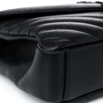 Saint Laurent Sheepskin Matelasse Chevron Monogram Medium College Bag Black 9 of 12