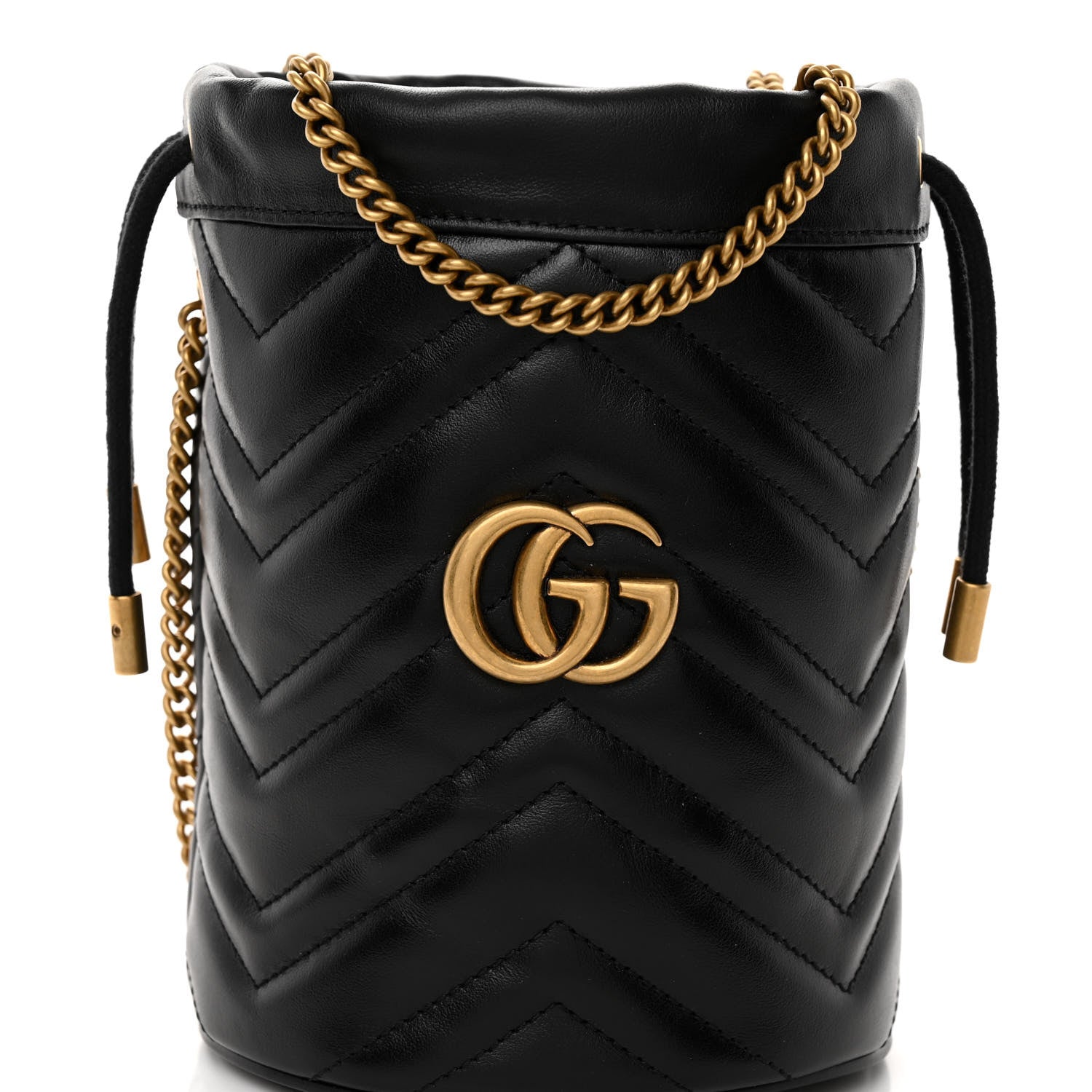 Gucci Calfskin Matelasse Mini GG Marmont 2.0 Bucket Bag Black 7 of 10