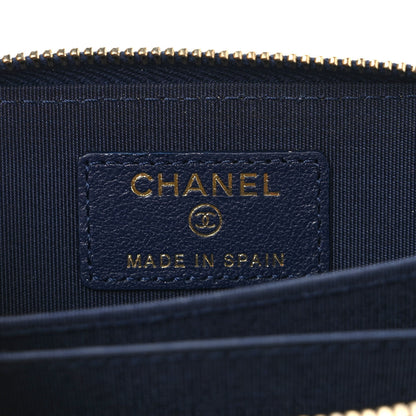 Chanel Sheepskin Quilted Vintage Mademoiselle Zip Coin Purse Navy Blue 6 of 8