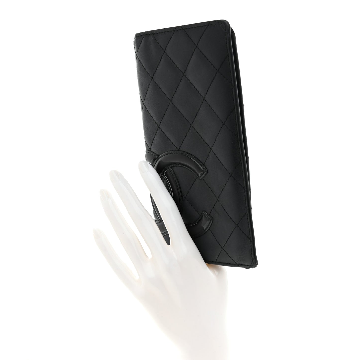 Calfskin Quilted Cambon Yen Wallet Black