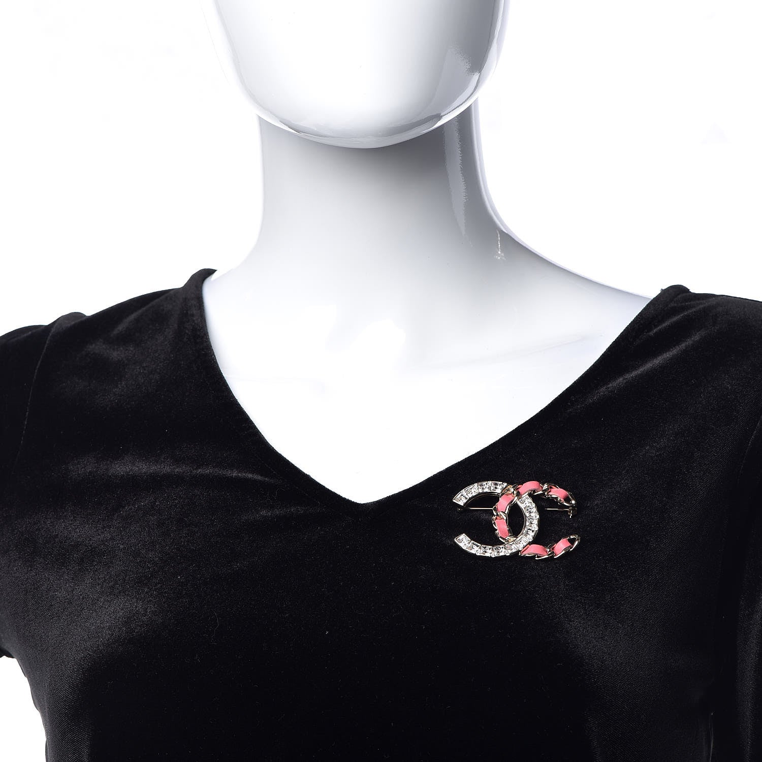 Chanel Lambskin Baguette Crystal CC Chain Brooch Pink Gold 2 of 5