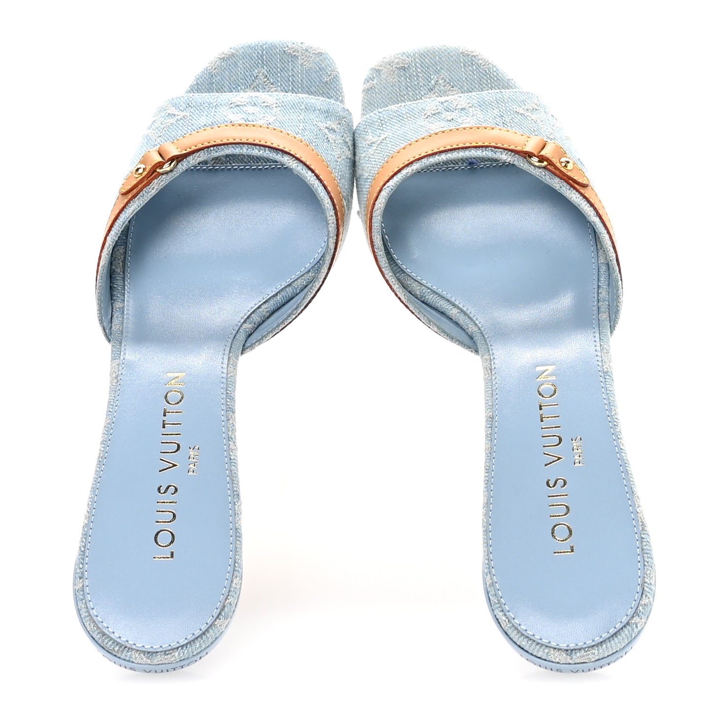 Monogram Denim 6AM Mules 38 Light Blue
