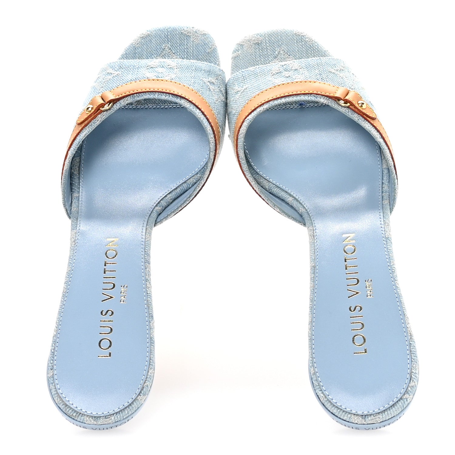 Louis Vuitton Monogram Denim 6AM Mules 38 Light Blue 2 of 8