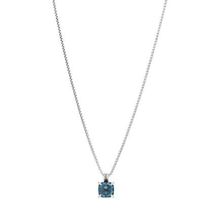 David Yurman Sterling Silver Diamond Hampton Blue Topaz 11mm Chatelaine Pendant Necklace 1 of 5