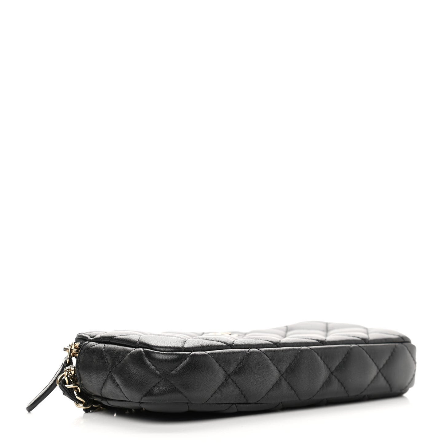Lambskin Quilted Small Clutch With Chain Black