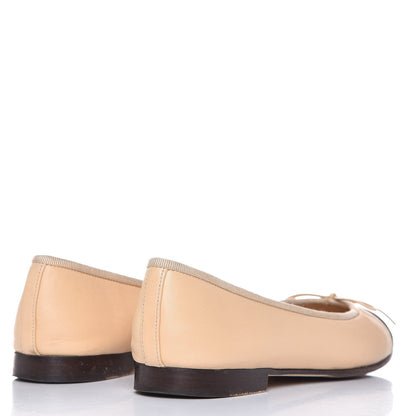 Chanel Lambskin Cap Toe Ballerina Flats 36 Beige Black 4 of 14