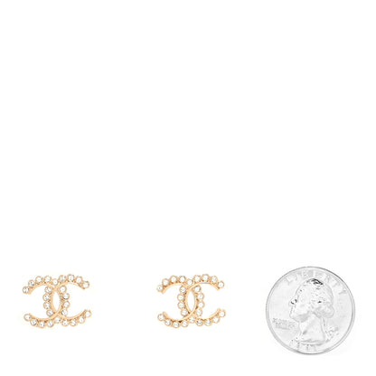 Chanel Strass Crystal Dazzling Wheat CC Earrings Gold 2 of 4