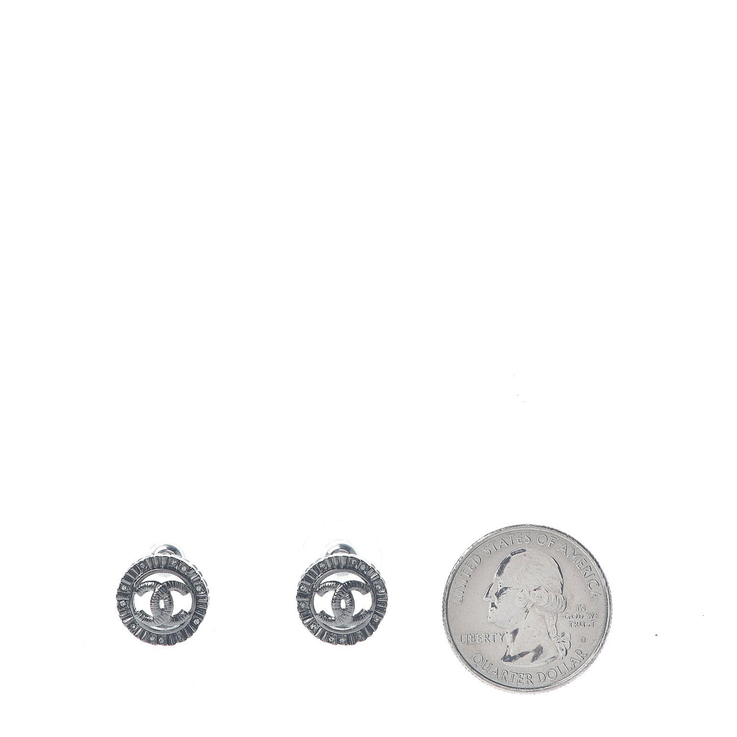 Ruthenium Crystal CC Round Earrings Silver