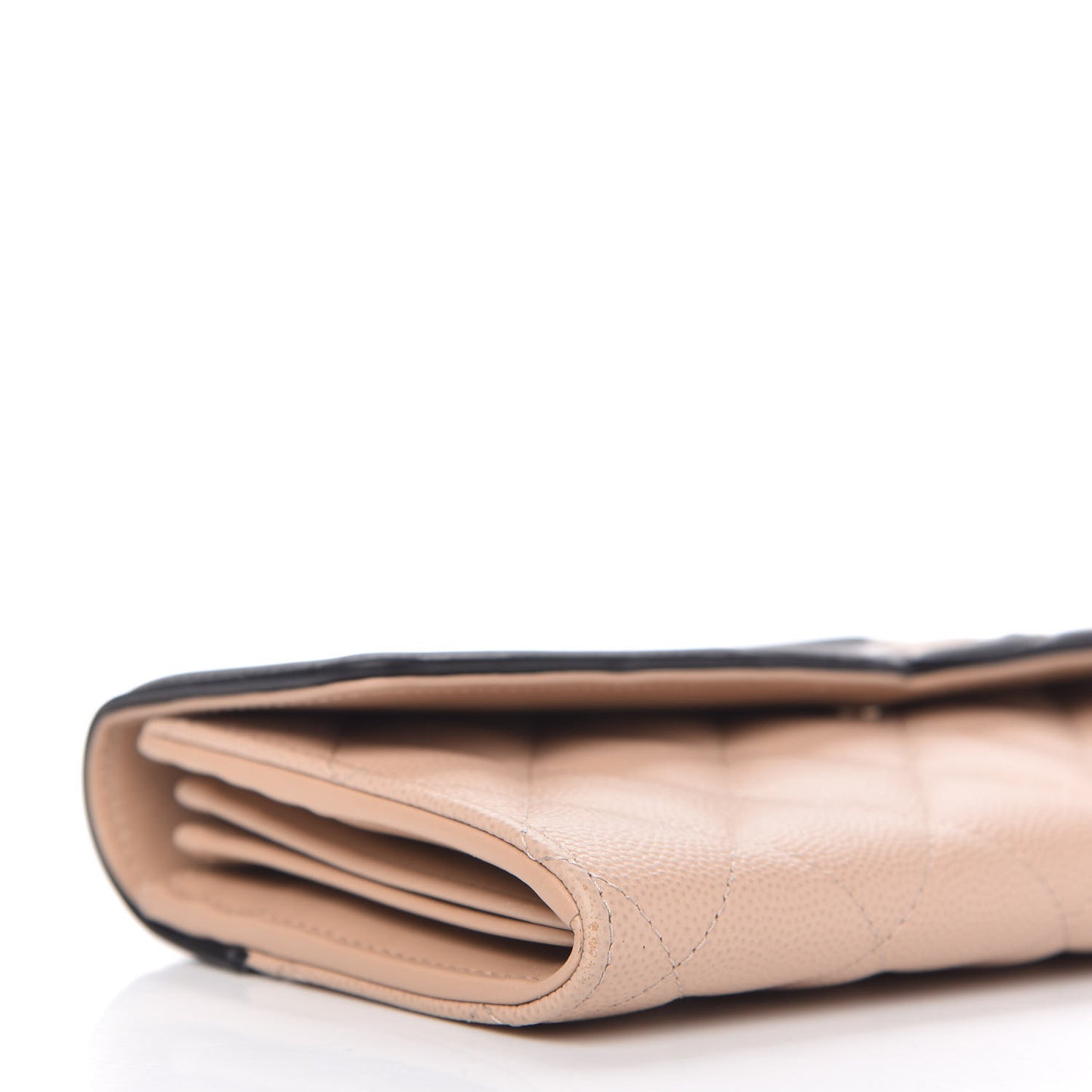 Caviar Quilted Filigree Flap Wallet Beige Black
