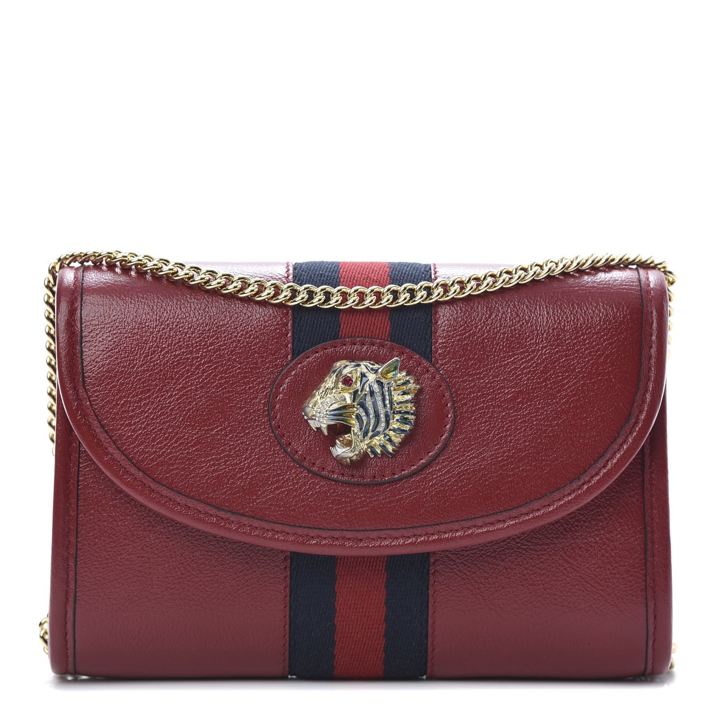 Textured Calfskin Web Mini Rajah Slim Flap Shoulder Bag Romantic Cherry
