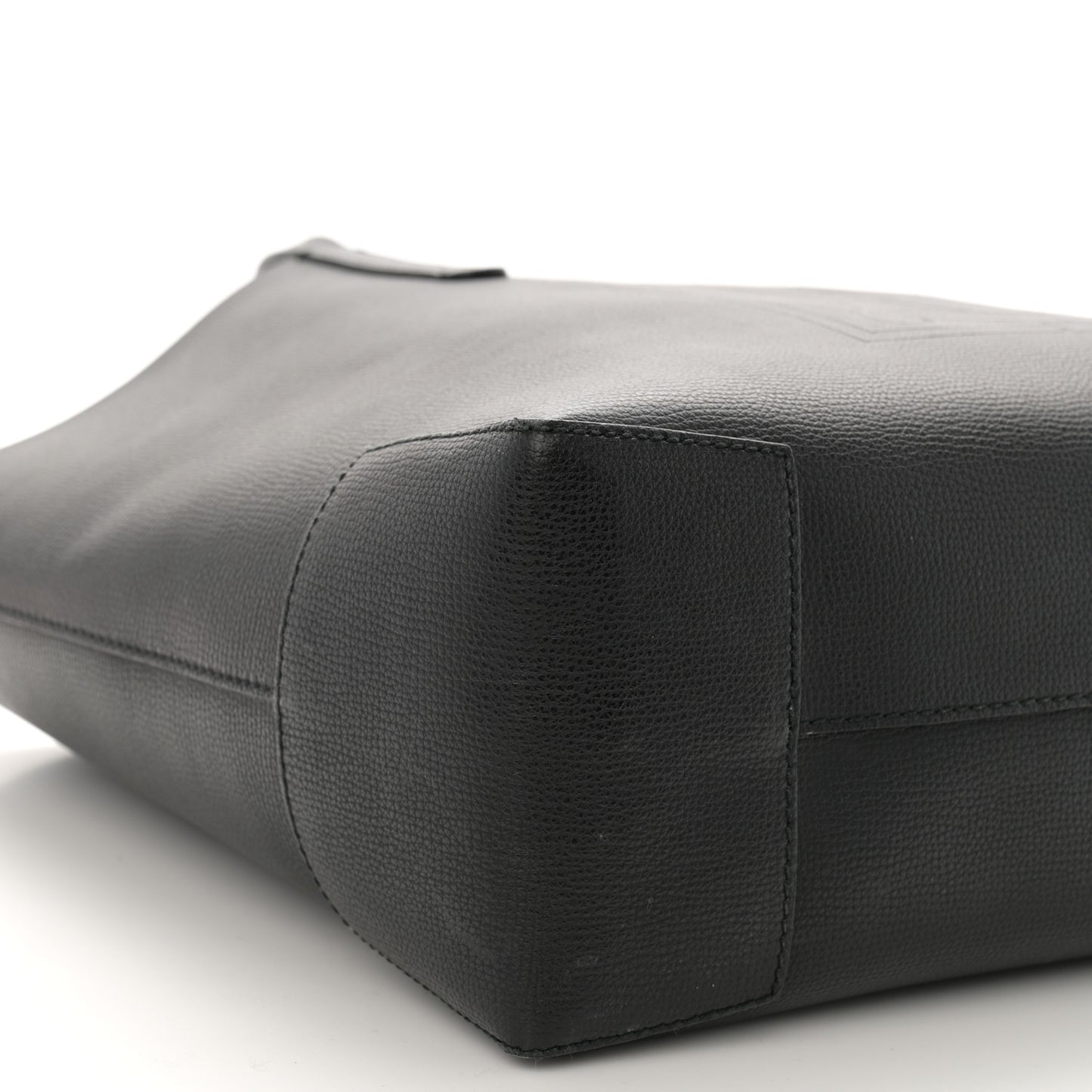 Calfskin TB Motif Embossed Medium Tote Black