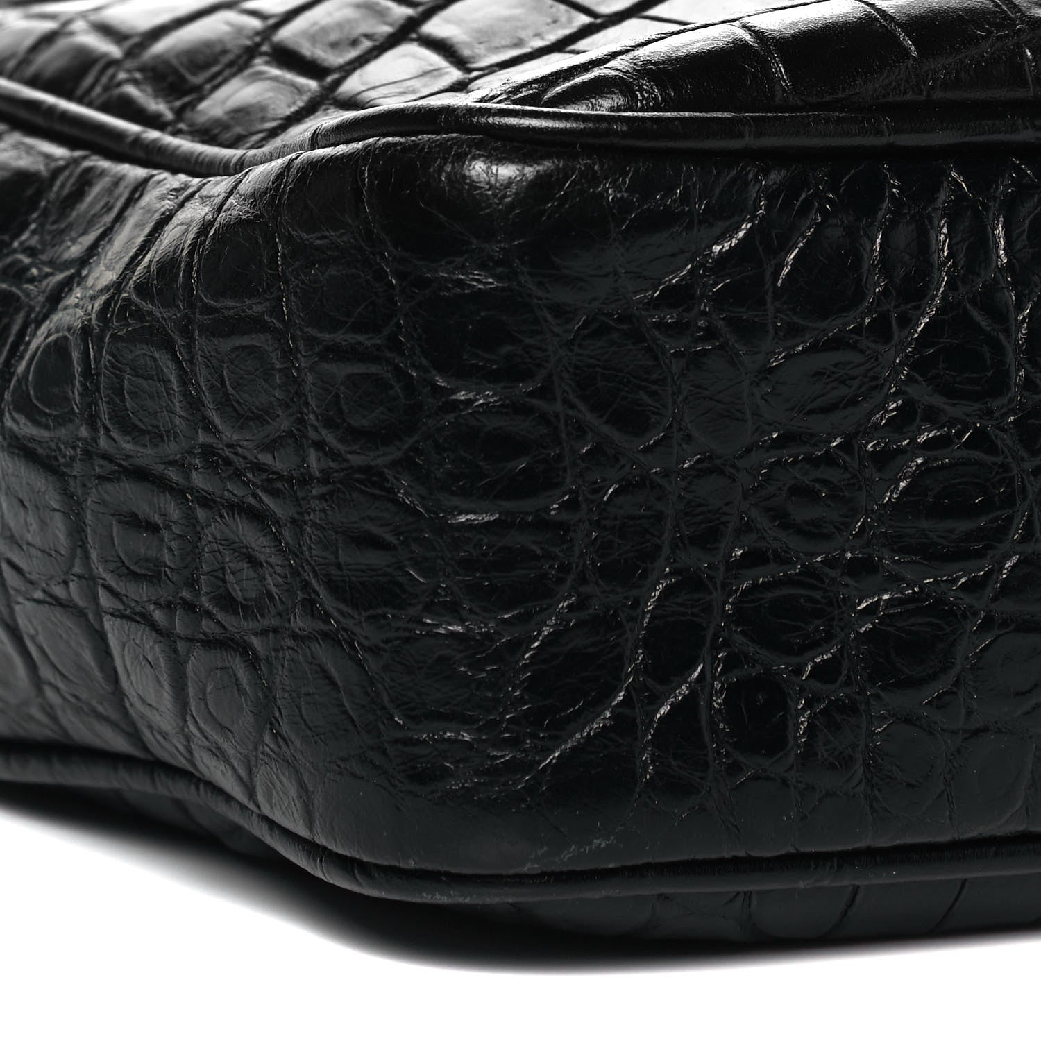 Saint Laurent Calfskin Crocodile Embossed Monogram Lou Camera Bag Black 8 of 9